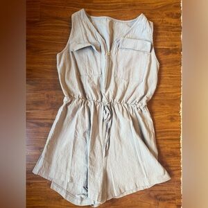 Sleeveless Light Gray Zip Front Romper